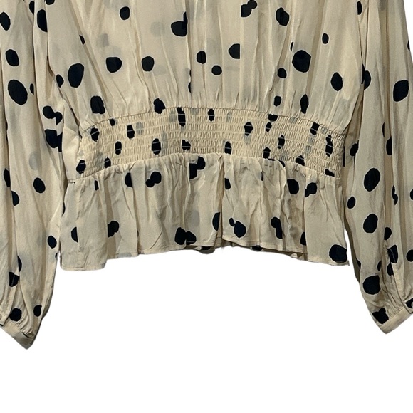ba&sh Denzel Polka Dot Print Top Blouse Top Ecru Black Sz 6 NWOT - Picture 10 of 12